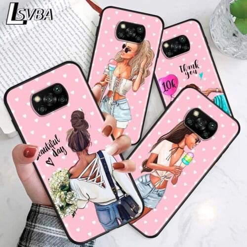 Woman Girl Mom Baby for Xiaomi Poco X3 NFC X2 M3 M2 F2 F3 Pro C3 F1 A2 Lite Mix3 Play Silicone Soft Black Phone Case