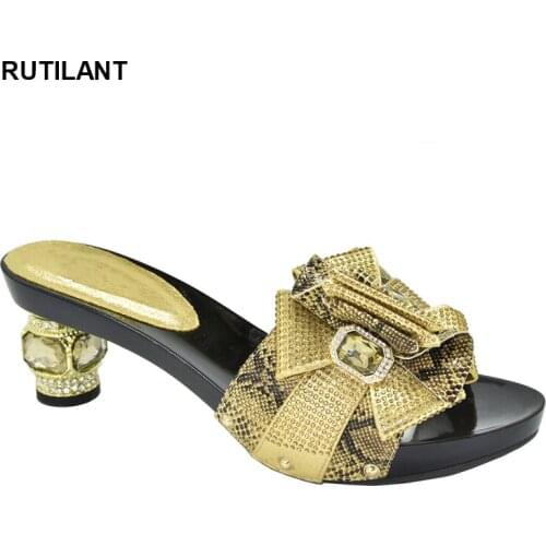 New Arrival Italian Shoe for Party In Women High Heels Sexy Ladies African Shoes for Wedding Women Rhinesone Party Pumps Slip On