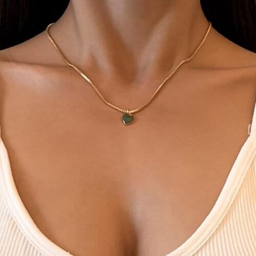 Heart Necklace for Women Neck Chain Pendant Choker Golden jewelry Wholesale Items Free Shipping
