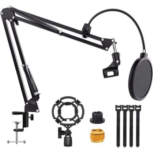 Microphone Boom Arm Stand Adjustable Suspension Scissor Stand with 3/8 to 5/8inch Screw Adapter,for Blue Snowball,Etc