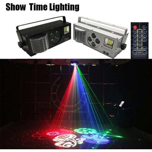 Fast delivery Remote control LED 4 in 1 Gobo laser strobe effect color 4 eyes image light good use for Home entertainment KTV