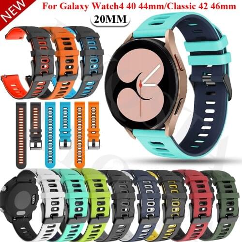 Silicone 20mm Band Straps For Samsung Galaxy Watch Active 2 Smartwatch Wristband Galaxy Watch4 Classic 46 42mm/Watch 4 40 44mm