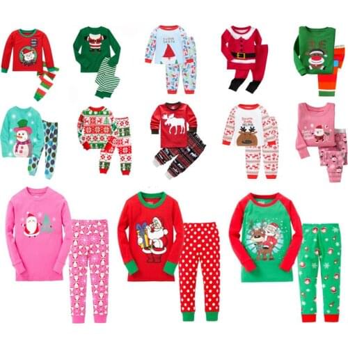 Christmas kids pajamas children autumn long sleeve sleepwear cotton tops+pants 2 pcs children nightwear clothing Sets