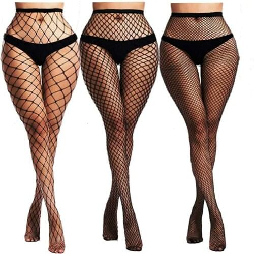 Sexy Women Tights Fashion Lady Lingerie Mesh Stockings Exotic Transparent Fishnet Nightclubs Party Pantyhose Black Color Hosiery