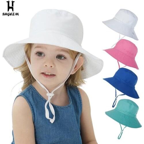 Bucket Hat Kid Summer Baby Cap For Girl Boy Spring Autumn Travel Beach School Cap Fashion Sun Panama Windproof Rope
