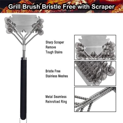 Grill Brush and Grill Scraper, Best BBQ Cleaner, Perfect Tools for All Grill Types, Including Weber, Ideal Barbecue Accessories