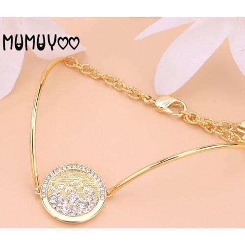 Fashion jewelry high quality swa, 2020 new charm gold coin shape crystal wave pattern womens bracelet
