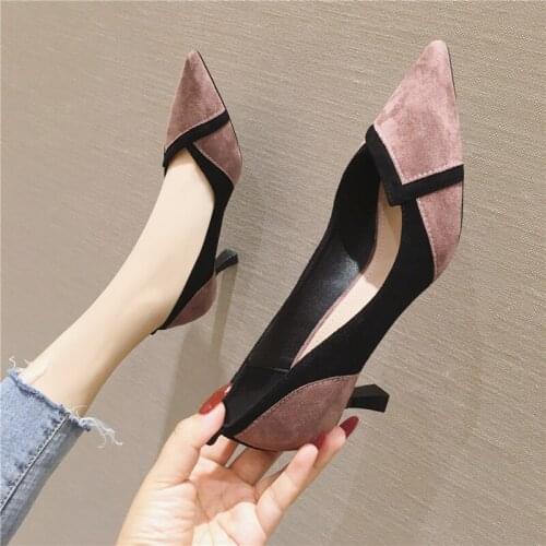 Plus Size 34-40 Women Dress Shoes Patchwork Pumps Pointed Toe Party Shoes Woman Fashion Pumps Low Heels Boat Shoe Ladies