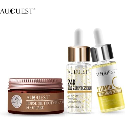 AuQuest Skin Moisturizer Antifungal Foot Cream & Vitamin 24k Gold Serum Face Nourishing Essence for Skin Care 11.11
