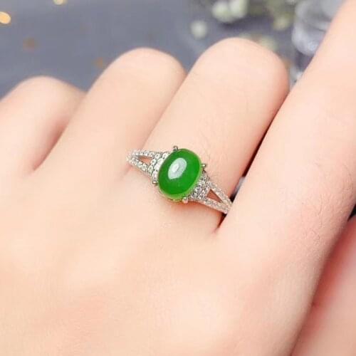 CoLife Jewelry Chinese Jasper Ring for Daily Wear 6*8mm Natural Jasper Silver Ring 925 Silver Jasper Jewelry