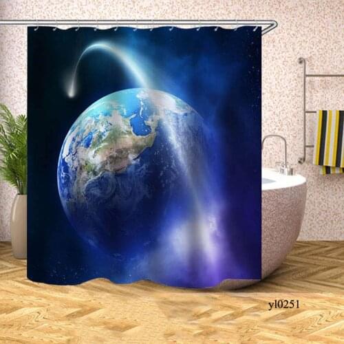 Fantasy Starry Sky Shower Curtains Earth Waterproof Bath Curtains for Bathroom Bathtub Large Wide Bathing Cover Rideau De Bain