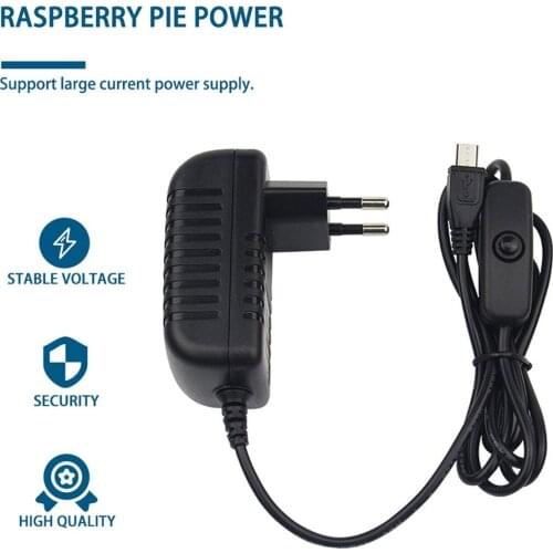 5V 3A Power Supply Charger AC Adapter Micro USB Cable with Power On/Off Switch For Raspberry Pi 3 pi pro Model B B+ Plus
