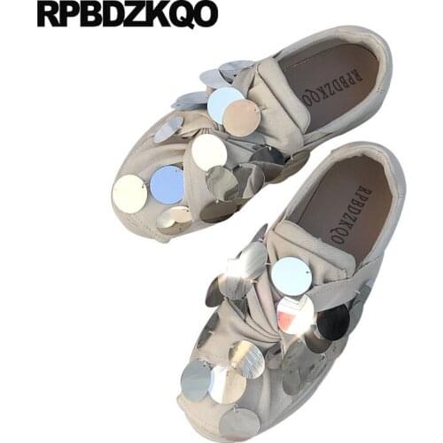 Women Large Size Flats Autumn Spring Bling Sequins Single Shoes Drop Shipping European Latest Beautiful Fashion