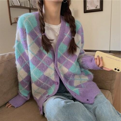 Fall 2021 Women Clothing Oversize Womens Sweaters Autumn Vintage Loose Winter Sweater Knitted Women Cardigan Knit Button Maxi