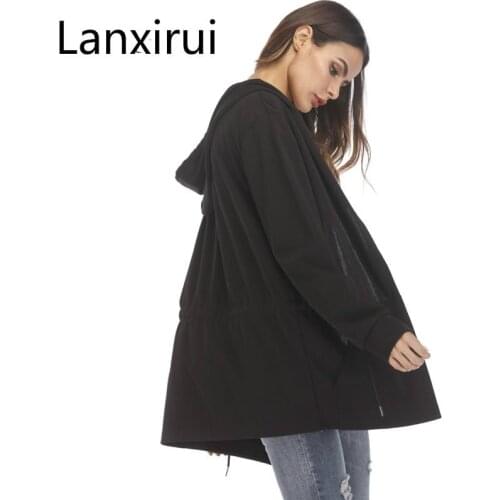 Women Hooded With Black Gown Best Quality Hip Hop Mantle Hoodies And Sweatshirts Long Sleeves Design Cloak Winter Coats Outwear