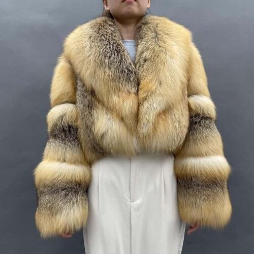 Winter Natural Fox Fur Coat High Quality Shawl Collar Short Overcoat Fashion Women Outwear Custom Made Xxxxxl