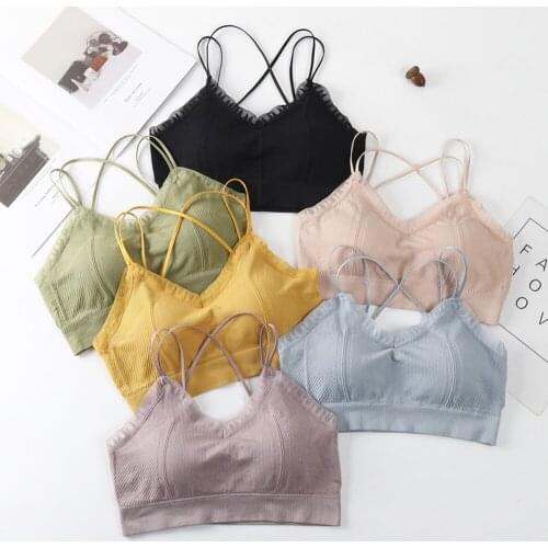 1pcs Underwear Womens Lace Sexy Cute Kawaii Gathering Push Up Comfort Wireless Beauty Back Ladies Bra Lingerie 2021 Summer New