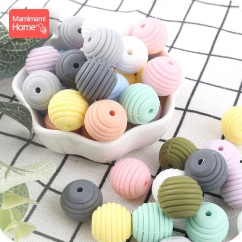 10Pc 15mm Silicone Spiral Beads Baby Teether Food Grade Silicone Threaded Bead charm For Necklace DIY Pacifier Chain Newborn Toy