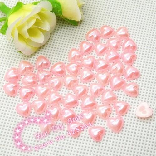 100pcs/lot 4 6 8 10mm pink resin flat back heart pearl for decoration jewelry beads