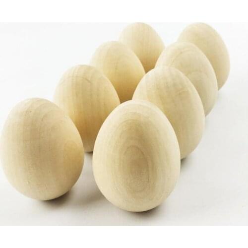100pcs Natural Wood Craft Oval Egg Ball DIY Gift for Kids Christmas and Easter Party Decoration Painting 6*4.3cm SN1364