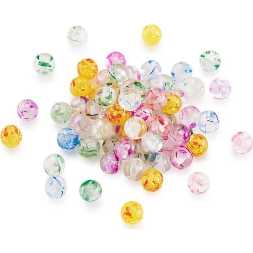 100pcs Transparent Imitation Resin Beads 6mm 8mm Round Loose Beads for DIY Earrings Jewelry Making for Women Mixed Color