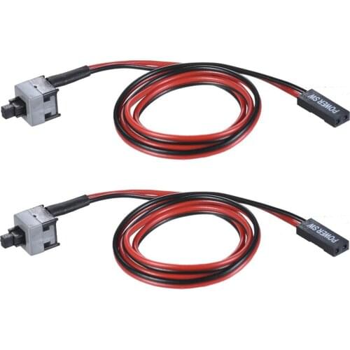 2pcs Computer Connectors Cables 2 Pack 2-Pin SW PC Case Internal Power Cable ON/OFF Push Button ATX Desktop Computer Switch Wire