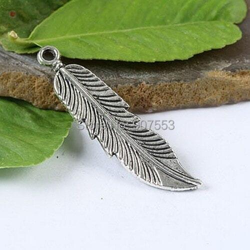 20pcs cute Tibetan silver feather shape charms H1245