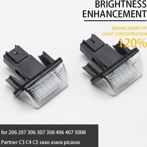 2x HID License Number Plate Light For Peugeot 206 207 306 307 308 5008 For Citroen C3 C4 C5 Berlingo Saxo Xsara Picasso
