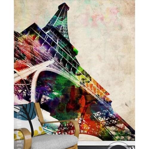 The custom 3D murals,The Eiffel Tower building painting papel de parede,living room sofa TV wall bedroom wall paper