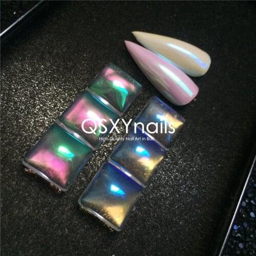 50g Finest Size SUPER MIRROR Aurora Powder Neon Mermaid Unicorn Pigment Glitter Green Blue Chrome Smooth Rubbing for Nail Gel