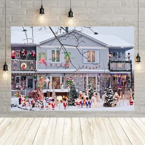 Avezano Winter Christmas Tree Snowman Snow Family Garland Elf Window Party Shower Newborn Decor Backdrop Photo Background Custom