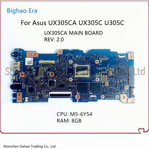 Free Shipping) For Asus U305C UX305C UX305CA Laptop Motherboard With M5-6Y54 CPU 8G-RAM 100% Test Working UX305CA MAIN BOARD