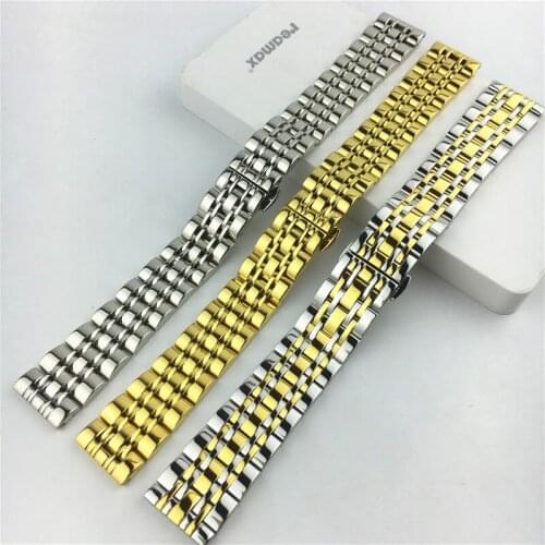 Stainless Steel Solid Seven Bead Strap 12mm Watch Accessory Steel Bracelet Black Mens Watch Chain 20mm