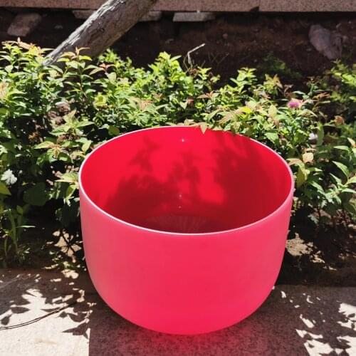 KVKA C# Red Colored 432HZ Adrenal Chakra 8" Note C# Note Frosted Quartz Crystal Singing Bowl for Sound Therapy