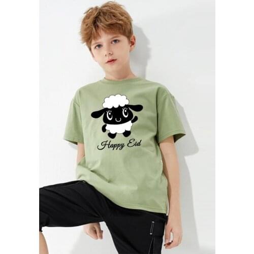 Childrens clothing boys and girls baby short-sleeved summer suits cute sheep print cotton new childrens tops summer T-shirts