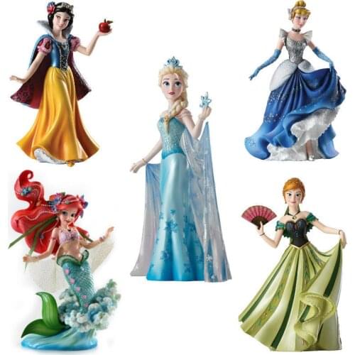 Disney Princess Cinderella Snow White Long hair princess 19cm Action Figure Decoration PVC Collection Figurine Toys model gift