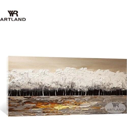 Hot sale Handmade abstract oil painting on canvas winter forest trees landscape home wall decoration for living room bedroom