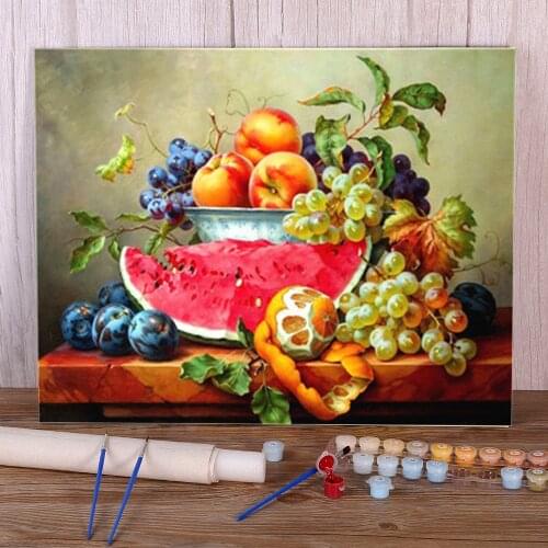 Fruit DIY Painting By Numbers Set Oil Paints 50*70 Canvas Pictures Decorative Paintings For Kids Handiwork Wall Handicraft