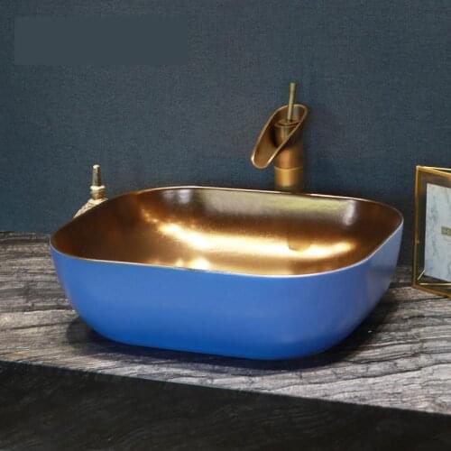Ceramic Sinks Counter Top Wash Basin Bathroom Sink vessel decorative bathroom chinese gold ceramic wash basin bathroom sink