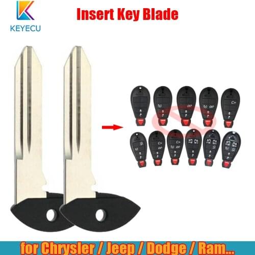 Keyecu 2PCS/lot Uncut Emergency Key Blade for Chrysler Town Country 300 for Jeep Grand Cherokee for Dodge Durango Ram 1500 2500