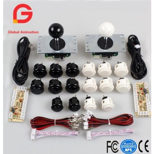Classic 2 Player original Sanwa 5Pin 8way Joystick Arcade Kit DIY for PC Joystick & Raspberry Pi Retro DIY Projects & Mame Jamm
