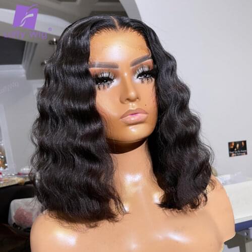 Short Bob Human Hair Wigs Indian Remy Hair Hd Transparent 13x6 Lace Front Wig Natural Wave Pre Plucked For Black Women Luffy