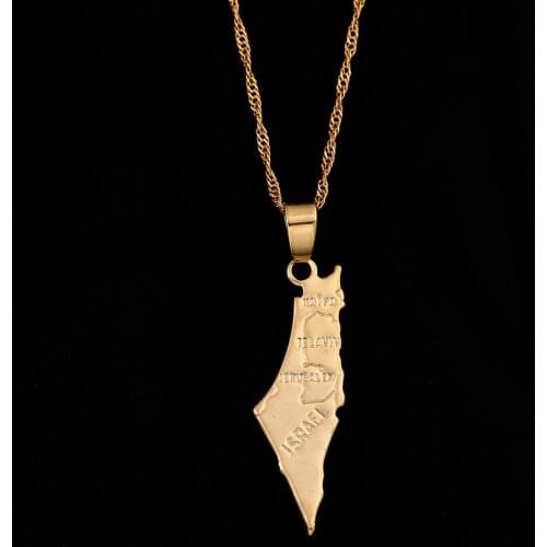 Israel Map Pendant West Bank Pendant Necklaces Gold Color Women Men Map Of Israel Chain Jewelry