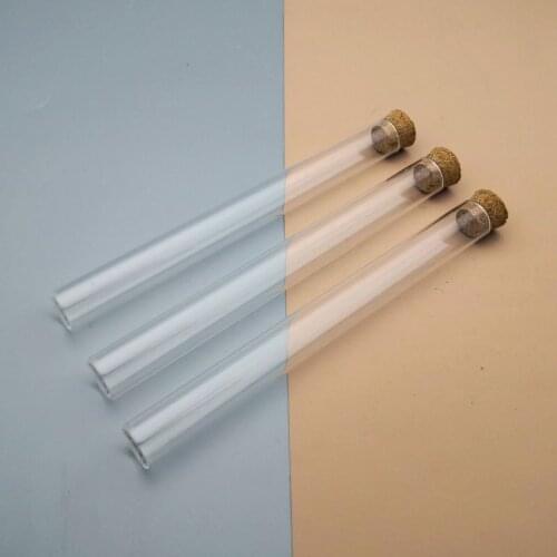 15x150mm Lab Clear 10pcs/20pcs/50pcs/100pcsThicken Glass Test Tube Flat Bottom with Cork Stoppers for School Supplies