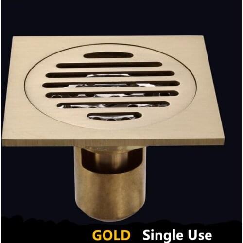 10x10cm Brass Floor Drain Bathroom Kitchen Shower Roon Porch Square Floor Waste Drain Grate Sanitary 4 Styles