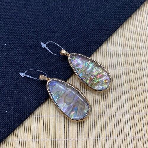 Drop-shaped Abalone Shell, Copper Edging, Fashion Jewelry Pendant, Necklace and Bracelet, for DIY Jewelry Making, Size 20x48mm