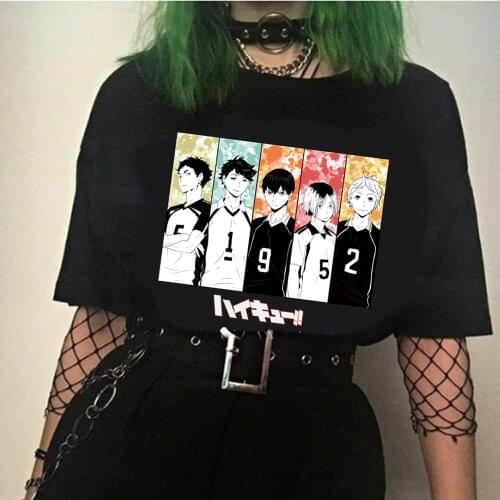 2020 Mens T-shirt Haikyuu Men Women Short Sleeve Kuroo 90s Anime Streetwear Tops