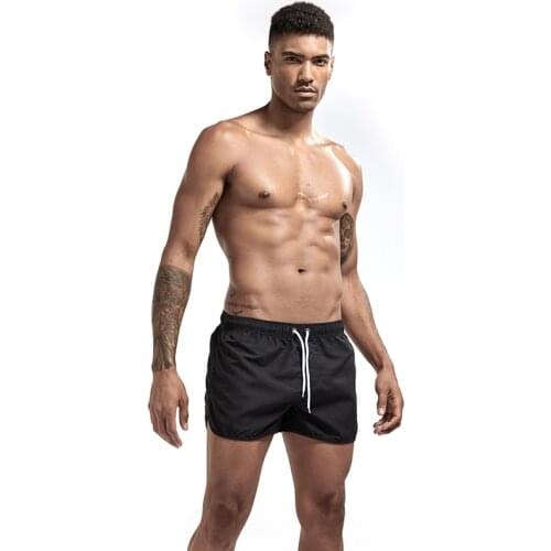 Man Summer Gyms Swimwear Beach Shorts Solid Color Fitness Bodybuilding Shorts Drawstring Dry Male Breathable Briefs