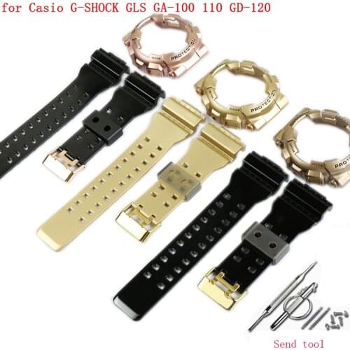 Men and women sports Camouflage silicone strap case 16mm For Casio resin strap G-SHOCK GLS GA-100 110 GD-120 metal button