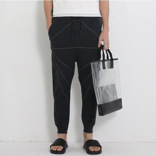 2017 new mens clothing personalized fashion pants line beam decoration trousers male fashion harem pants costumes